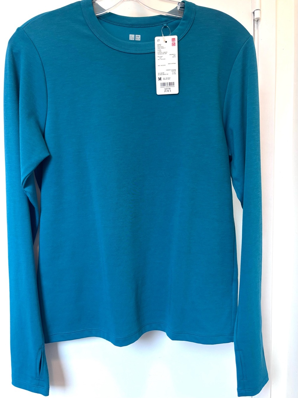 Uniqlo Teal Long-Sleeve Crewneck Top